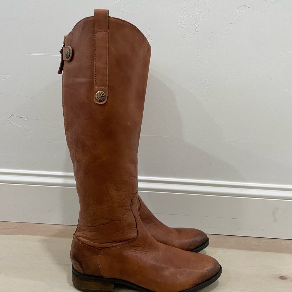 Sam Edelman Women's 9 Penny Riding Boot Whiskey Leather Brown Tan Knee Height - Picture 7 of 16